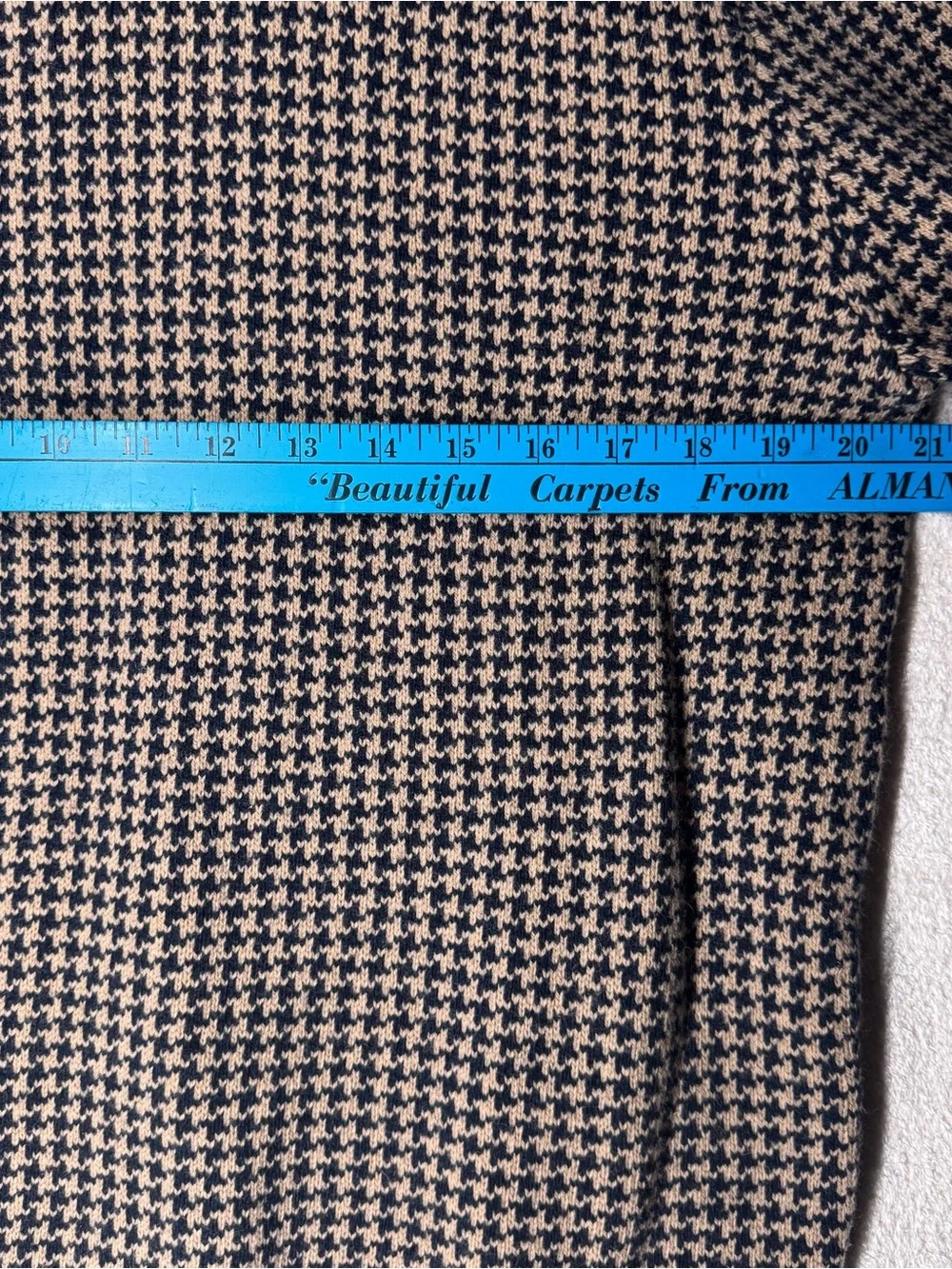 J.Crew Men's Houndstooth Crewneck Sweater Size Large Navy Cream Knit